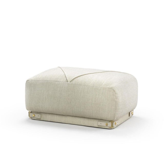 Contemporary Leisure White Bogardine Velvet Ottoman by Lorenza Bozzoli For Sale - Image 3 of 4