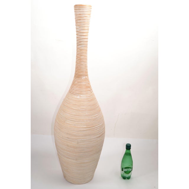 Wood Tall Wooden Rustic Farmhouse Whitewash Reed Home Decor Floor Vase For Sale - Image 7 of 12