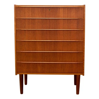 1950s Danish Teak Six Drawer Dresser For Sale