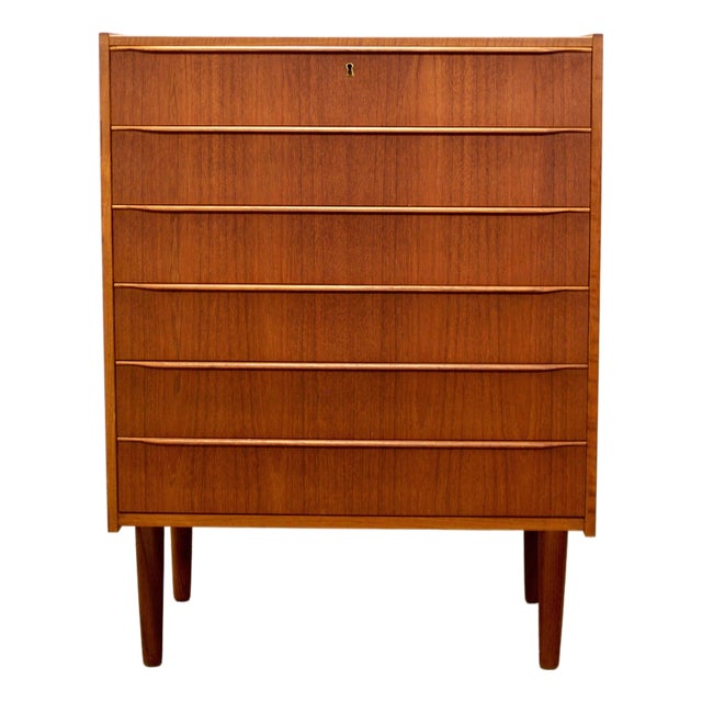 1950s Danish Teak Six Drawer Dresser For Sale