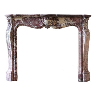 Antique Marble Trois Coquilles Fireplace in Violet de Villette For Sale