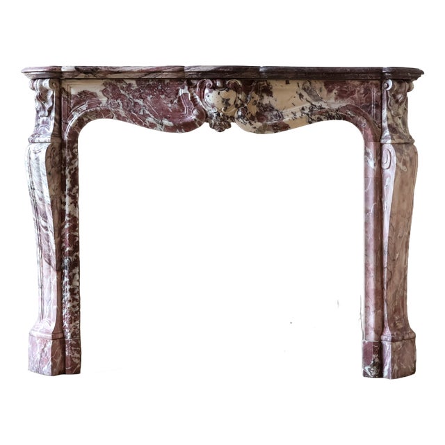 Antique Marble Trois Coquilles Fireplace in Violet de Villette For Sale