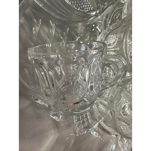 Late 19th Century Victorian Eapg Punch Bowl Service, 12 Cups, 20” Tray & Ladle For Sale - Image 4 of 12