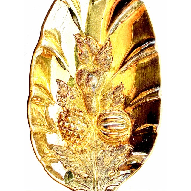 1793 Partial Gilt Sterling Silver Master Berry Spoons by Walter and Patrick Cunningham, Edinburgh - a Pair For Sale - Image 4 of 8