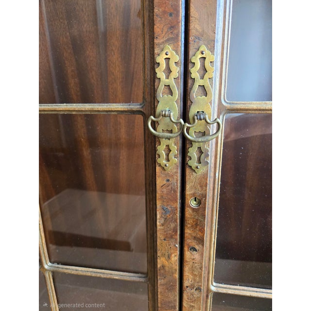 Traditional 19th Century Georgian Burled Wood Secretary Hutch-Bookcase E/Glazed Glass Doors. For Sale - Image 3 of 5