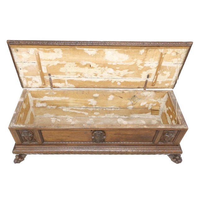 Mid 19th Century Large Antique Italian Renaissance Style Walnut Cassone ...