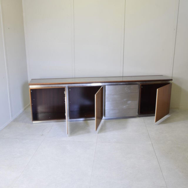 Parioli Sideboard in Wood and Satin-Finished Steel by Giotto Stoppino for Acerbis, 1977 For Sale - Image 13 of 16
