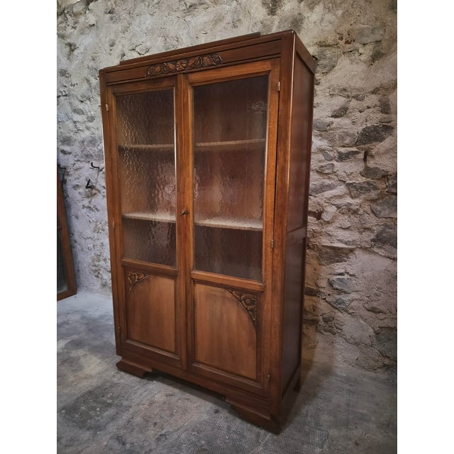 1930s Vintage Art Deco French Beech Display Cabinet with Glass Door, 1930 For Sale - Image 5 of 16