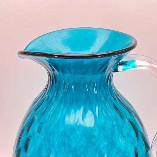 Mid-Century Modern Blenko Seabreeze Diamond Optic Pitcher With Clear Handle (Large, 2014/2015 Catalogue #1010d) Rough Pontil For Sale In Philadelphia - Image 6 of 18