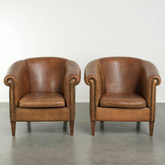 Large Vintage Sheepskin Club Armchairs, Set of 2 For Sale - Image 15 of 15