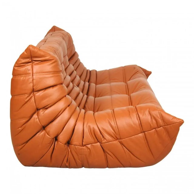 1970s Togo 3-Seater Sofa in Cognac Classic Leather by Michel Ducaroy for Ligne Roset, 1970s For Sale - Image 5 of 7
