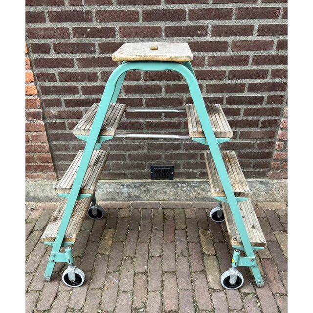 Industrial Rolling Step Ladder Stool, 1970s For Sale - Image 6 of 17