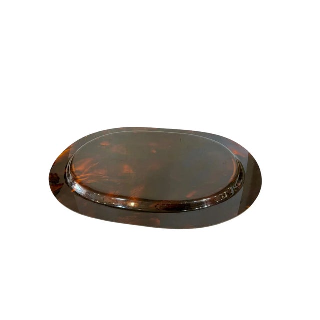 Plastic Vintage French Lucite Tortoise Style Cocktail Tray For Sale - Image 7 of 11