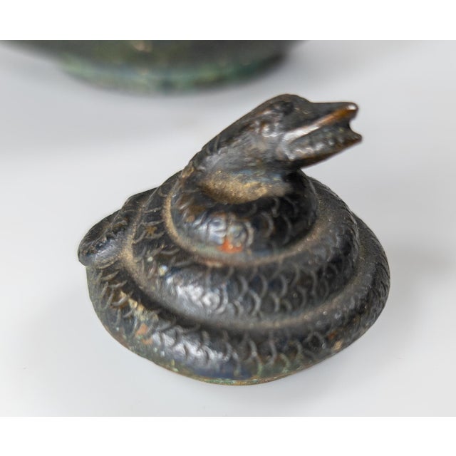 20th Century Hellenistic Greek or Roman Style Verdigris Bronze Oil Lamp For Sale - Image 11 of 18