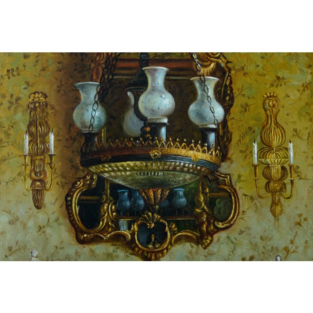 Large Oil Painting of Traditional Room Setting For Sale In West Palm - Image 6 of 8