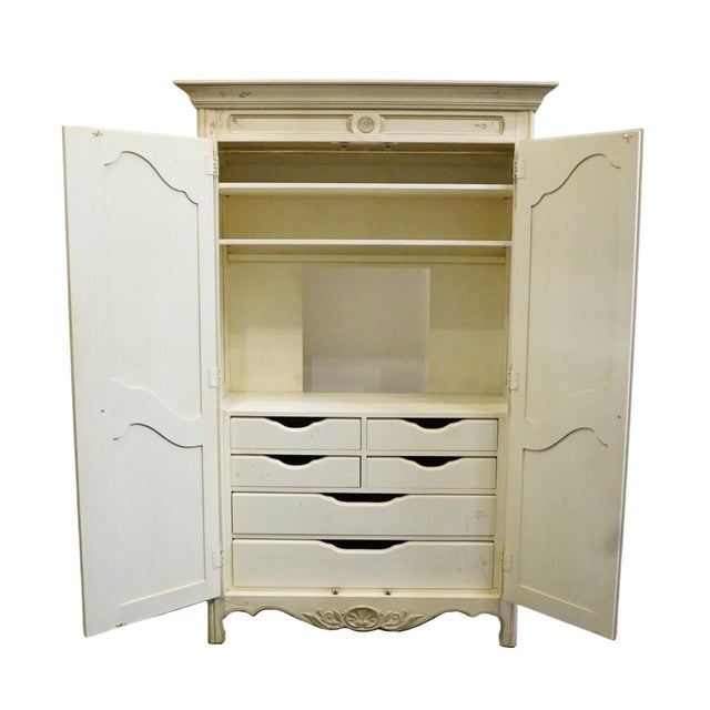 Ethan Allen Ethan Allen Country French Collection Off White 50" Armoire W. Hand Painted Accents 26-5215 For Sale - Image 4 of 13