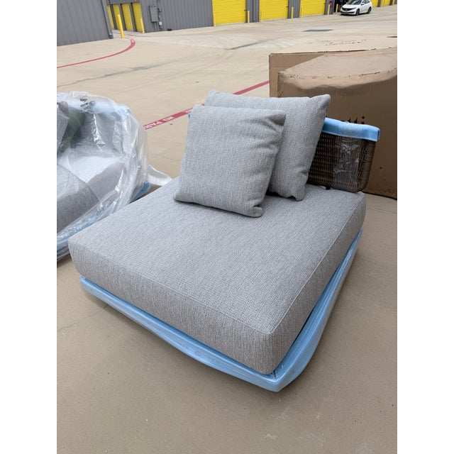Modern Minotti Quadrado Outdoor Sectional W/ Teak Wood Table For Sale - Image 3 of 12