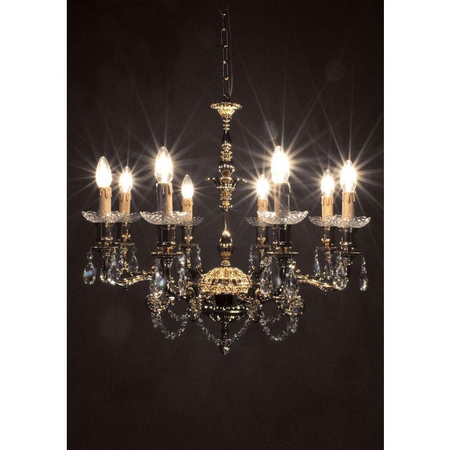Palace 8 lights suspension lamp in gold plate and crystal by aggiolight. Dimensions: d 74 x h 60 cm. Materials: gold...