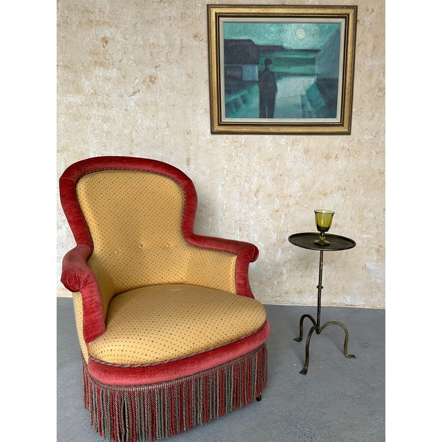 Pair of Spanish Gilt Iron Drinks Tables With Tripod Bases and Hammered Tops For Sale - Image 13 of 15