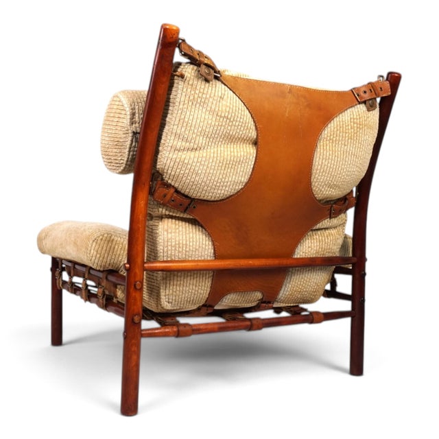 1970s Inca Lounge Chair with Ottoman Corduroy Upholstery from Arne Norell Ab, 1970, Set of 2 For Sale - Image 5 of 18