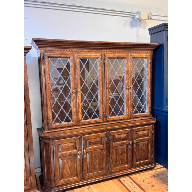 English Century Furniture English Tudor Style Oak Wood Cabinet, Vintage For Sale - Image 3 of 12