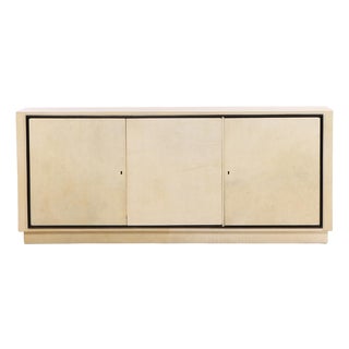 Parchment Covered Sideboard With Ebonized Trim, C. 1960 For Sale