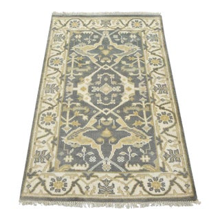 Oushak Rug 3'2'' X 4'11'' Gray Wool Tribal Hand-Knotted Oriental Carpet For Sale