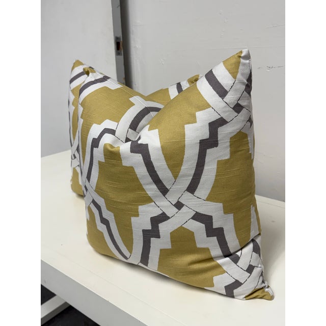 Abstract Eastern Accents Niche Geometric Decorative Pillows, Pair For Sale - Image 3 of 12
