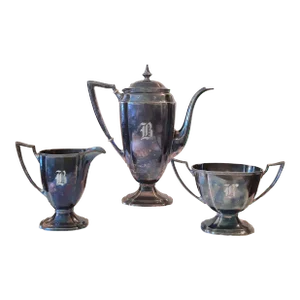 Vintage Pairpoint E. P Sheffield. Art Deco Tea Set Monogram B- 3 Pieces