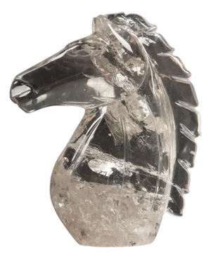 Hand-Carved Rock Crystal Horse Head from Brazil