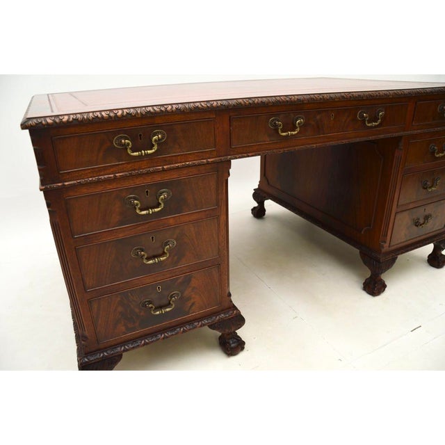 Antique Chippendale Pedestal Desk, 1900s For Sale - Image 11 of 13
