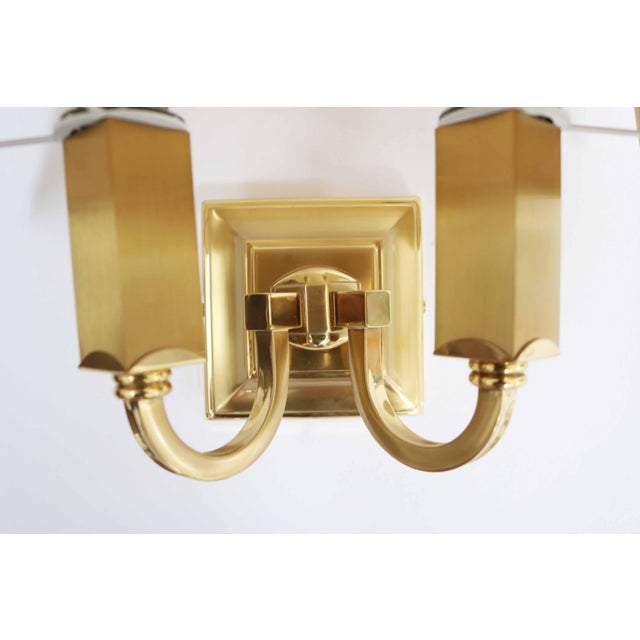 Cream French Neoclassical Brass Wall Lights, 1980s, Set of 2 For Sale - Image 8 of 10