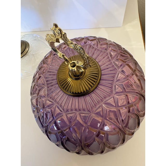 1950s Michelotti Amethyst (Purple) Boudoir Lamp With 4 Rows of Cascading Crystal Prisms For Sale - Image 4 of 5