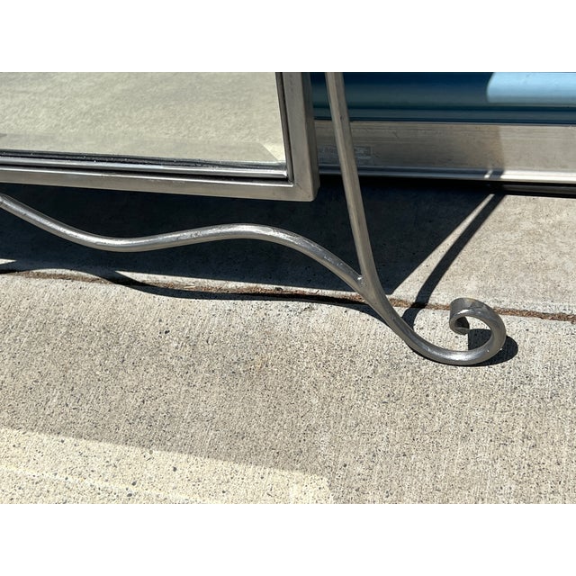 Silver Silver Steel Rod Metal Wall Mirror For Sale - Image 8 of 11