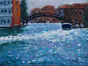 Venice Reflections Impressionist Oil Painting