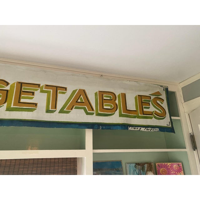 1960s Fortuna Fruit & Vegetables Canvas Sign For Sale In Portland, OR - Image 6 of 7