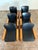 1970's italian black leather dining chairs in good vintage condition. In the manner of Tobias Scarpa. Patina all around...