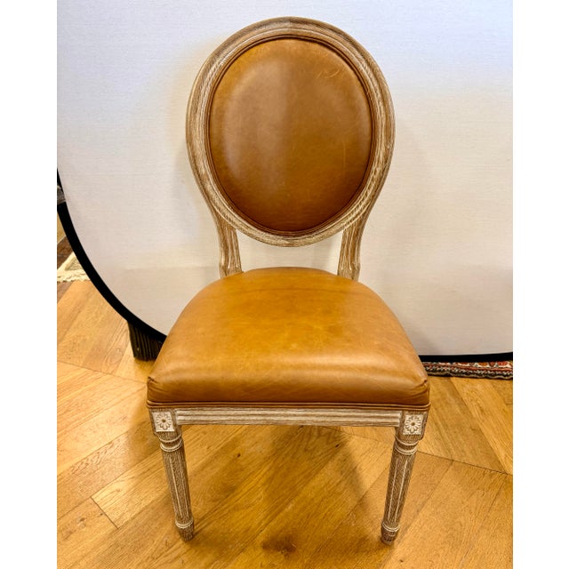 French Set of 6 Restoration Hardware French Ovalback Leather Dining Chairs For Sale - Image 3 of 8