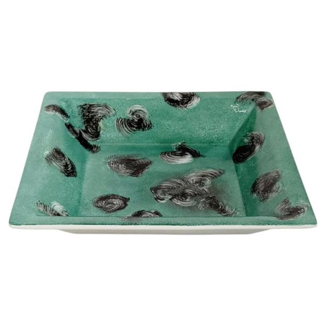 Green Ceramic Ashtray with Decorative Motifs, France, 1970s For Sale - Image 12 of 12