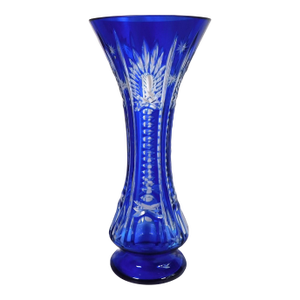 1950s Slender Blue Cut to Clear Vase