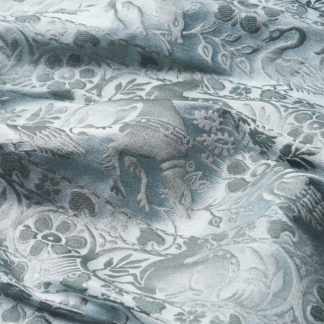 Schumacher Schumacher Animali Fabric In Slate Blue For Sale - Image 4 of 4