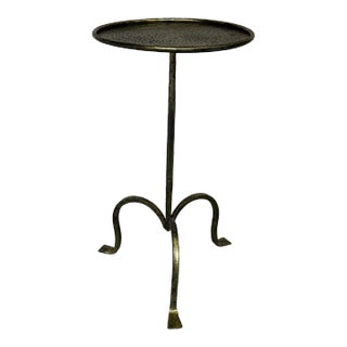 Small Spanish Iron Drinks Table With Hammered Top For Sale
