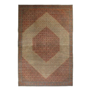 Antique Tabriz Carpet, Hadji Jalili Persian Rug, Earth Tones, Ivory, Rust, Navy For Sale