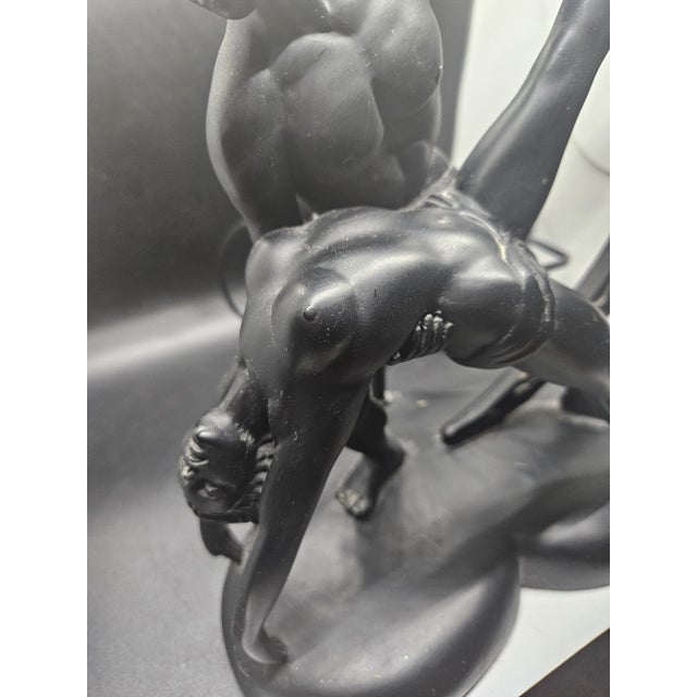 Art Deco Contemporary Man & Woman Moon Dancing Sculpture Figurine Lamp/Light