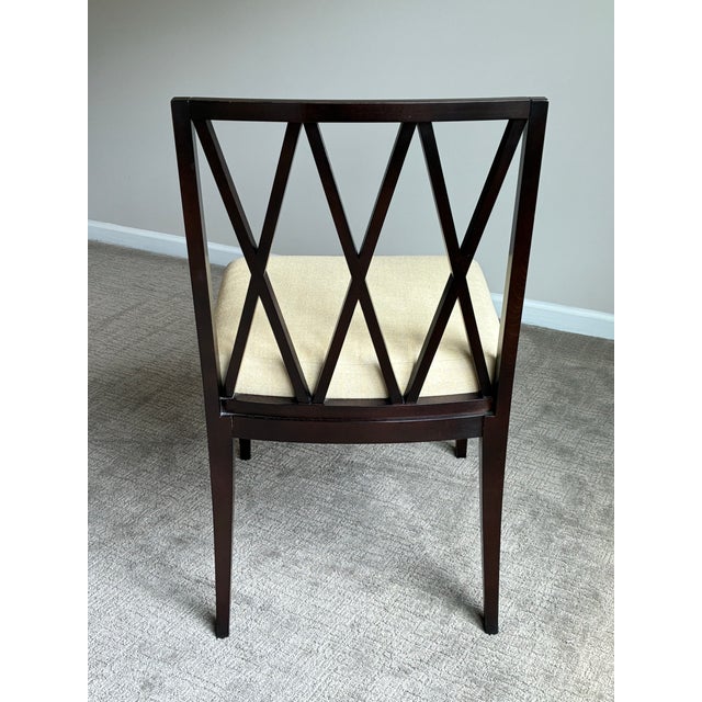 Late 20th Century Late 20th Century Baker Furniture Upholstered Side Chair With Geometric Lattice Back For Sale - Image 5 of 6