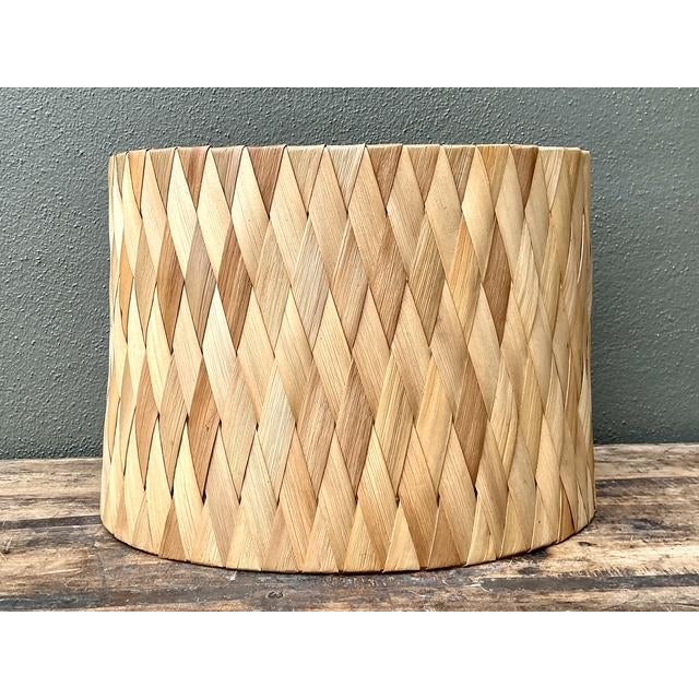 Contemporary Vintage Woven Rattan Lampshade For Sale - Image 3 of 12