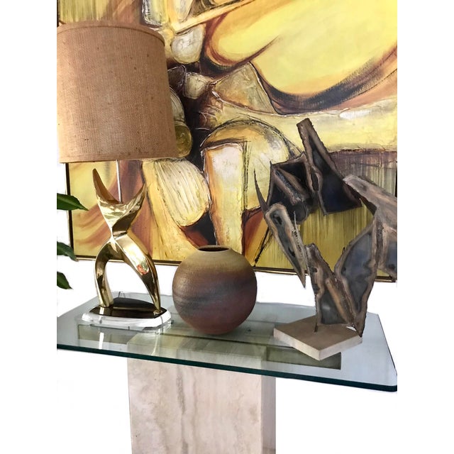 Mid-Century Modern Vintage 1970s Large Mid-Century Modernist Studio Signed Brown Ceramic Sculptural Vase For Sale - Image 3 of 10