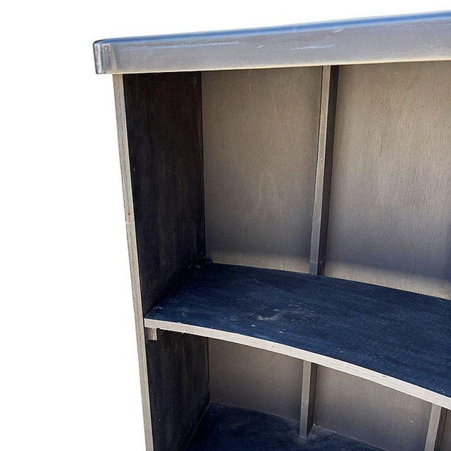Wood Bespoke Modernist Curved Walnut Dry Bar W/ Black Lacquer Top For Sale - Image 7 of 8