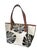 Coach Vintage Brahmin Monaco Palm Leaf Zip Top Tote – White Textured Leather With Black Patent Croc Embossed Monstera For Sale - Image 4 of 6