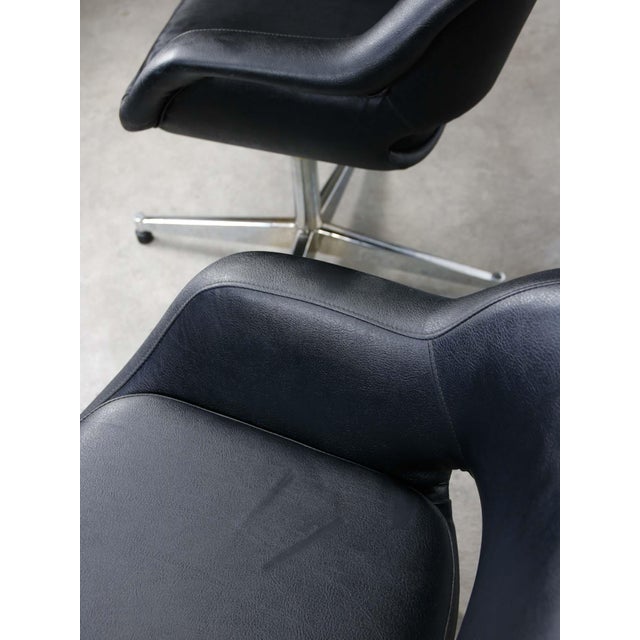 Vintage Italian Black Leatherette and Chrome Swivel Chair, 1970s For Sale - Image 9 of 18